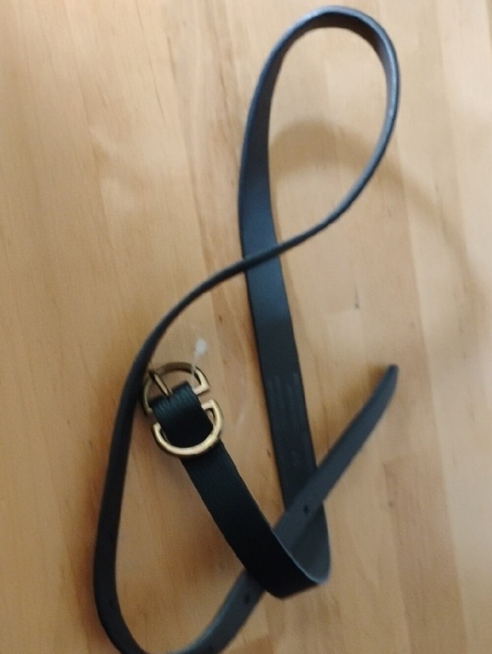 American Eagle Outfitters Black Leather Belt with Gold Buckle